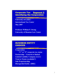 Corporate Tax    Segment 2 Identifying the Corporation