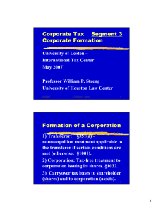 Corporate Tax    Segment 3 Corporate Formation