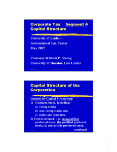 Corporate Tax    Segment 4 Capital Structure