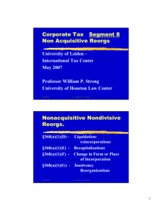 Corporate Tax   Segment 8 Non Acquisitive Reorgs