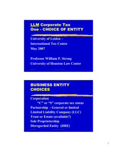 LLM Corporate Tax One - CHOICE OF ENTITY