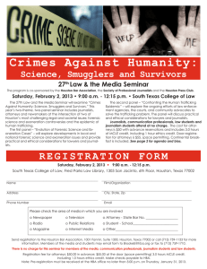 Crimes Against Humanity: Science, Smugglers and Survivors 27 Law &amp; the Media Seminar