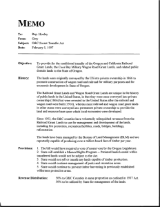 MEMO From: Subject: O&amp;C Forest Transfer Act Rep. Hooley