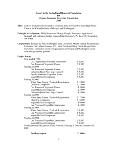 Report to the Agricultural Research Foundation for Oregon Processed Vegetable Commission 2005