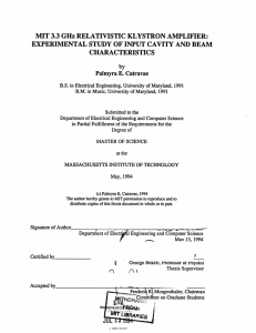 MIT 3.3 GHz RELATIVISTIC  KLYSTRON AMPLIFIER: CHARACTERISTICS
