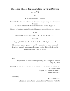 Modeling Shape Representation in Visual Cortex Area V4 Charles Fredrick Cadieu