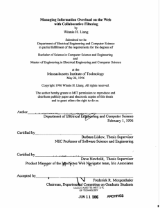 Managing Information Overload on the Web with Collaborative Filtering