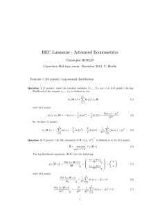 HEC Lausanne - Advanced Econometrics