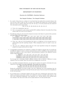 THE UNIVERSITY OF NEW SOUTH WALES DEPARTMENT OF STATISTICS