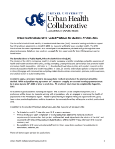 Urban Health Collaborative Funded Practicum for Students: AY 2015-2016