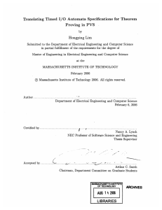 Translating Timed  I/O  Automata  Specifications  for... Proving  in PVS