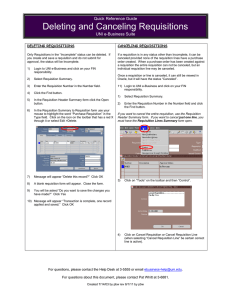 Deleting and Canceling Requisitions Quick Reference Guide UNI e-Business Suite