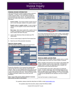 Invoice Inquiry Quick Reference Guide UNI e-Business Suite