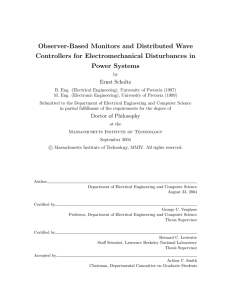 Observer-Based Monitors and Distributed Wave Controllers for Electromechanical Disturbances in Power Systems