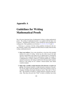 Guidelines for Writing Mathematical Proofs Appendix A