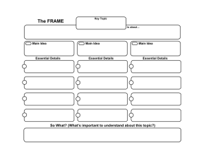 The FRAME So What? (What’s important to understand about this topic?)