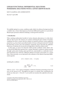 LINEAR FUNCTIONAL DIFFERENTIAL EQUATIONS POSSESSING SOLUTIONS WITH A GIVEN GROWTH RATE