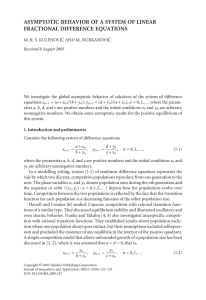 ASYMPTOTIC BEHAVIOR OF A SYSTEM OF LINEAR FRACTIONAL DIFFERENCE EQUATIONS