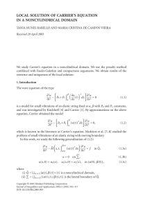 LOCAL SOLUTION OF CARRIER’S EQUATION IN A NONCYLINDRICAL DOMAIN