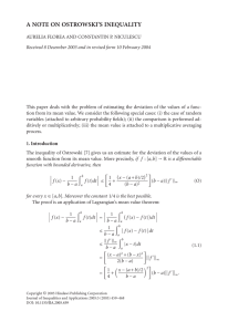 A NOTE ON OSTROWSKI’S INEQUALITY