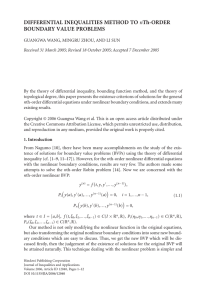 DIFFERENTIAL INEQUALITIES METHOD TO BOUNDARY VALUE PROBLEMS n