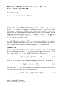 GENERALIZED ORTHOGONAL STABILITY OF SOME FUNCTIONAL EQUATIONS