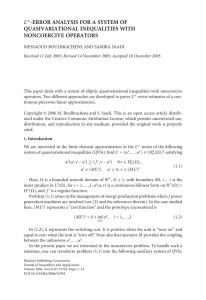 L -ERROR ANALYSIS FOR A SYSTEM OF QUASIVARIATIONAL INEQUALITIES WITH NONCOERCIVE OPERATORS