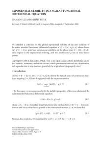 EXPONENTIAL STABILITY IN A SCALAR FUNCTIONAL DIFFERENTIAL EQUATION