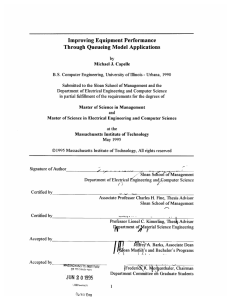 Improving Equipment Performance Through Queueing  Model  Applications