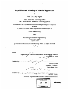 Acquisition  and Modeling  of Material Appearance Wai by