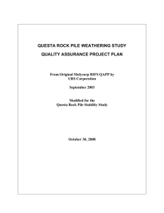 QUESTA ROCK PILE WEATHERING STUDY QUALITY ASSURANCE PROJECT PLAN