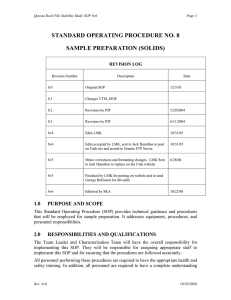 STANDARD OPERATING PROCEDURE NO. 8 SAMPLE PREPARATION (SOLIDS)  REVISION LOG