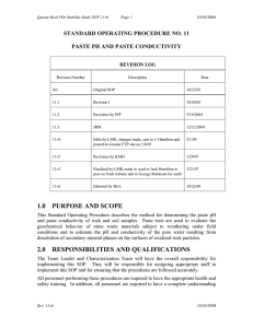 STANDARD OPERATING PROCEDURE NO. 11  PASTE PH AND PASTE CONDUCTIVITY REVISION LOG