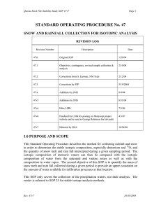 STANDARD OPERATING PROCEDURE No. 47  REVISION LOG