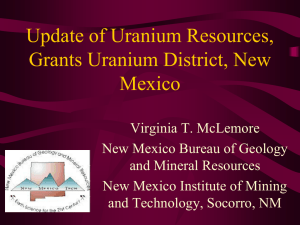 Update of Uranium Resources, Grants Uranium District, New Mexico