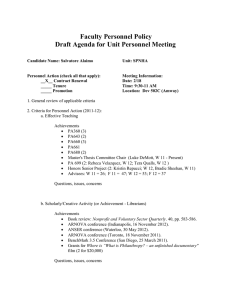 Faculty Personnel Policy Draft Agenda for Unit Personnel Meeting