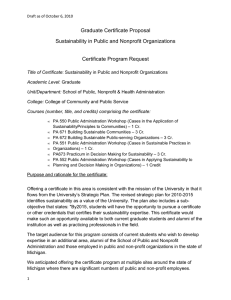 Graduate Certificate Proposal Sustainability in Public and Nonprofit Organizations Certificate Program Request