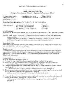 PED 220: Individual Sports K-12- Fall 2012  Grand Valley State University