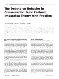 The Debate on Behavior in Conservation: New Zealand Integrates Theory with Practice Forum