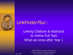 Plus LinkFinder : Linking Citations &amp; Abstracts