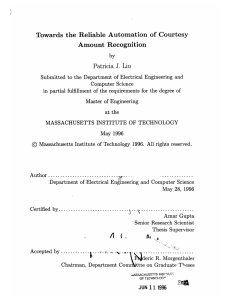 Towards  the  Reliable  Automation  of ... Amount  Recognition by Patricia  J.  Liu