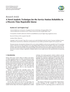 Research Article a Discrete-Time Repairable Queue Renbin Liu