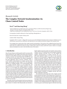 Research Article The Complex Network Synchronization via Chaos Control Nodes Yin Li