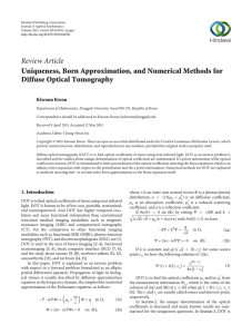 Review Article Uniqueness, Born Approximation, and Numerical Methods for Diffuse Optical Tomography