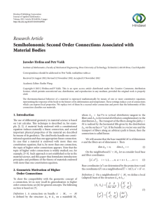 Research Article Semiholonomic Second Order Connections Associated with Material Bodies