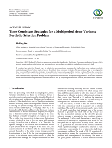 Research Article Time-Consistent Strategies for a Multiperiod Mean-Variance Portfolio Selection Problem Huiling Wu