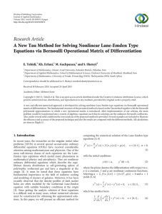 Research Article A New Tau Method for Solving Nonlinear Lane-Emden Type
