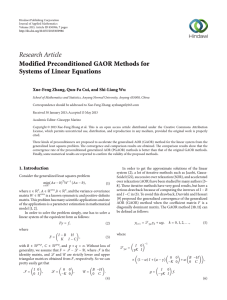 Research Article Modified Preconditioned GAOR Methods for Systems of Linear Equations