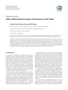 Research Article Affine Differential Invariants of Functions on the Plane