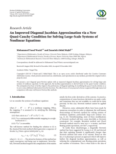 Research Article An Improved Diagonal Jacobian Approximation via a New